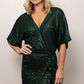 FAUX WRAP SEQUIN DRESS