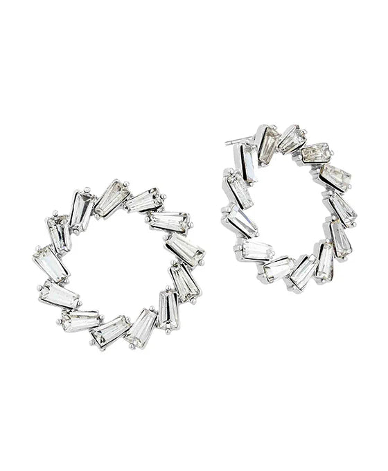 Crystal Baguette Circle Post Earring