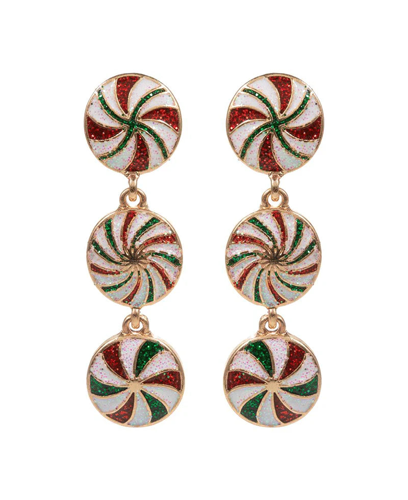 Holiday Peppermint Candy Enamel Earring