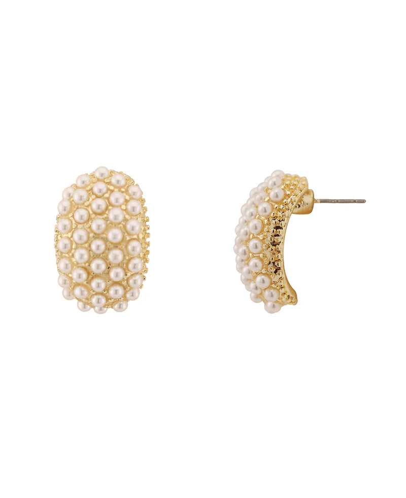 Metal Pearl Caviar Post Earring