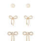 Pearl Bow Caviar - 3 Pair Earring