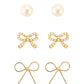 Pearl Bow Caviar - 3 Pair Earring