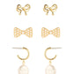 Pearl Bow Caviar - 3 Pair Earring