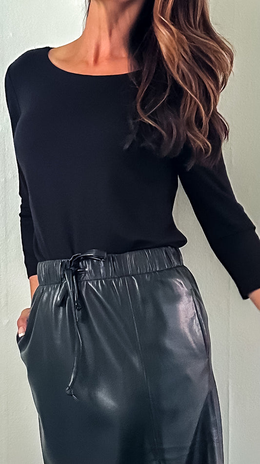 Sleek Vegan Midi Skirt