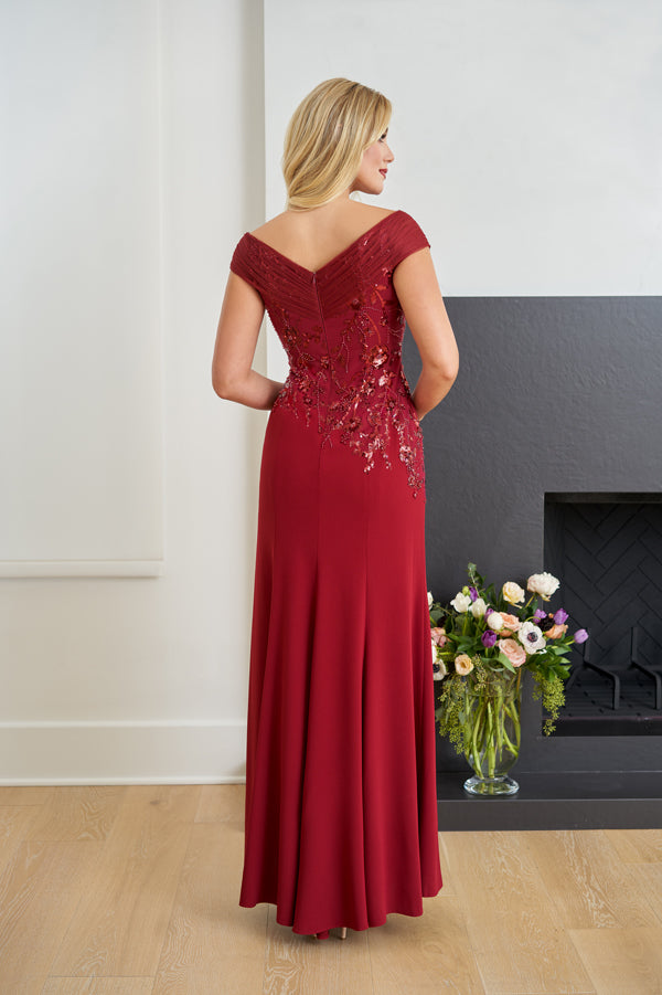 Alluring Stretch Crepe Fit and Flare Gown - K258056