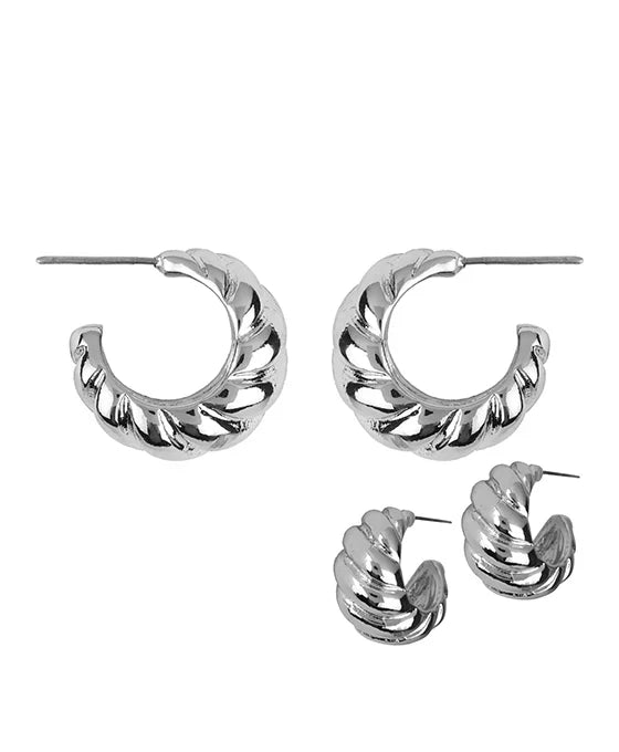 20mm Metal Texture Hoop Earring