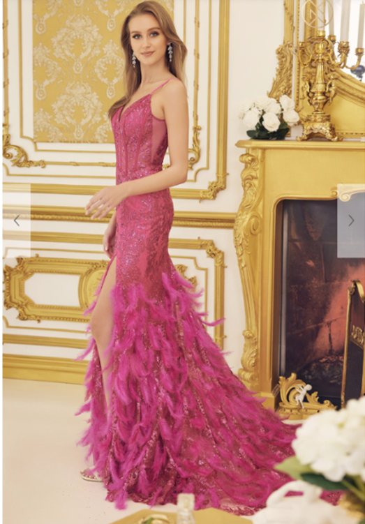 A-line Feather Prom Dress