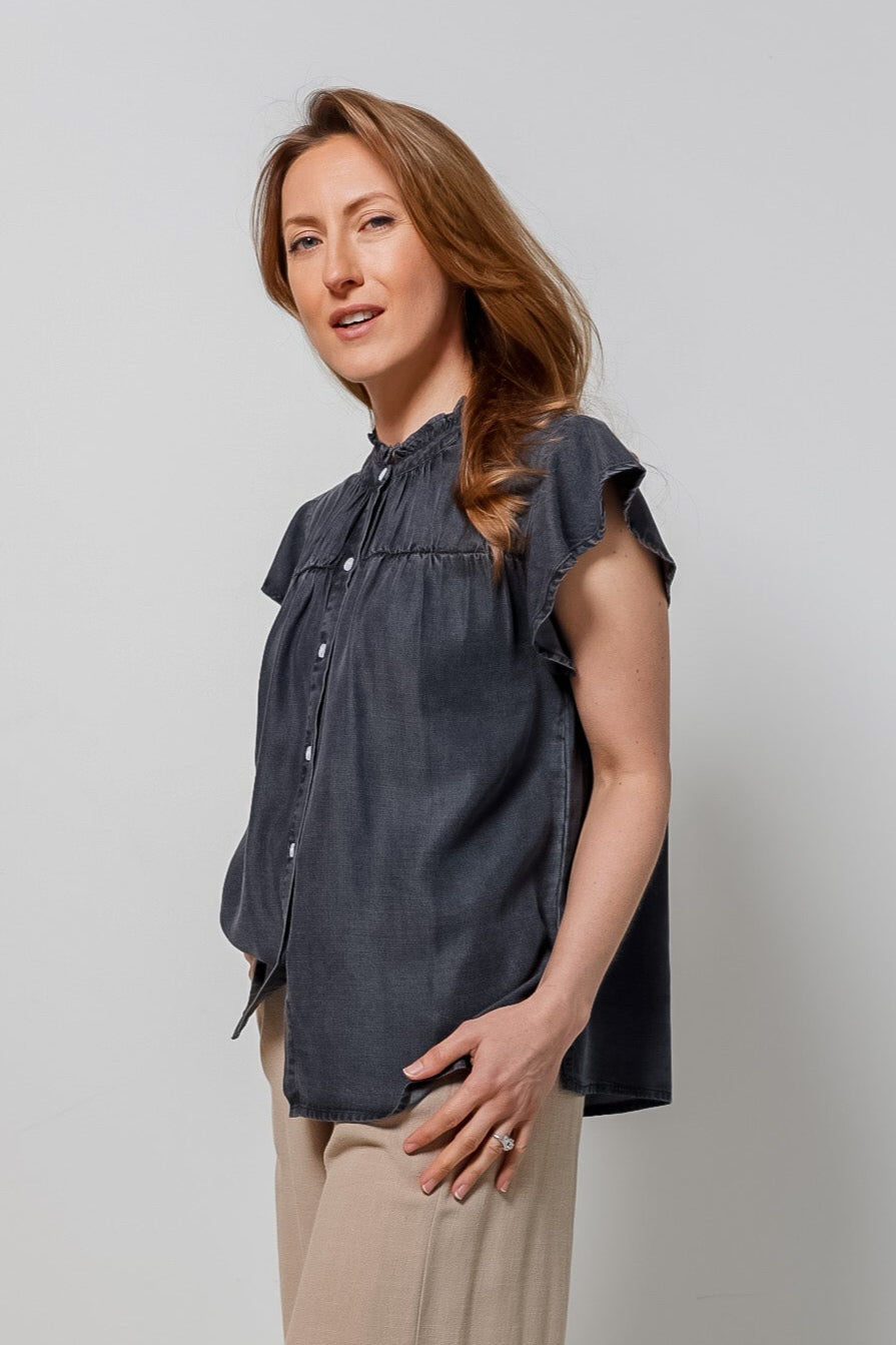 Elan Button Down Jean Shirt