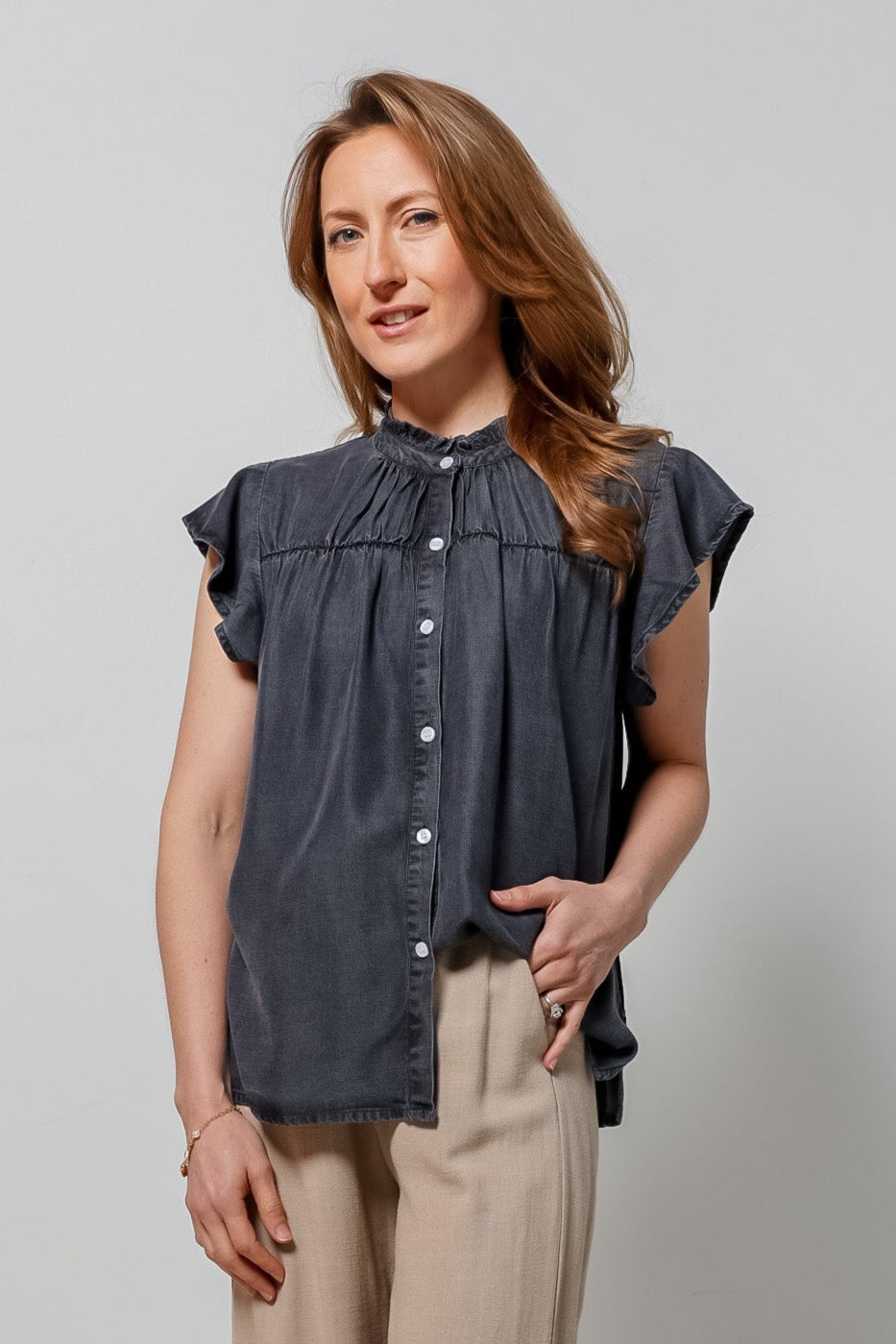 Elan Button Down Jean Shirt