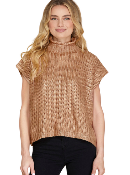 Metallic Sweater Vest Top