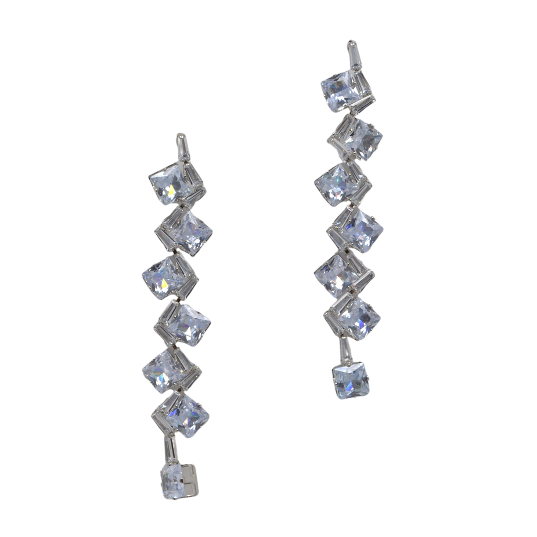 CZ Square & Baguette Cascading Earring