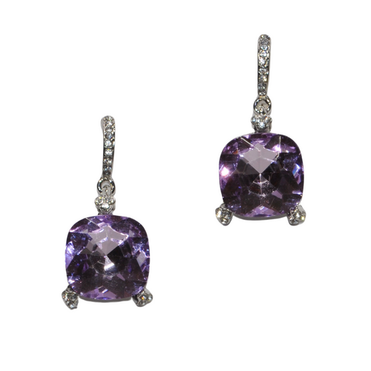 Amethyst Square Crystal Earring