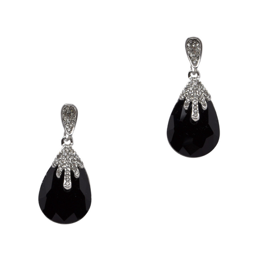 Jet Teardrop Dangle Earrings