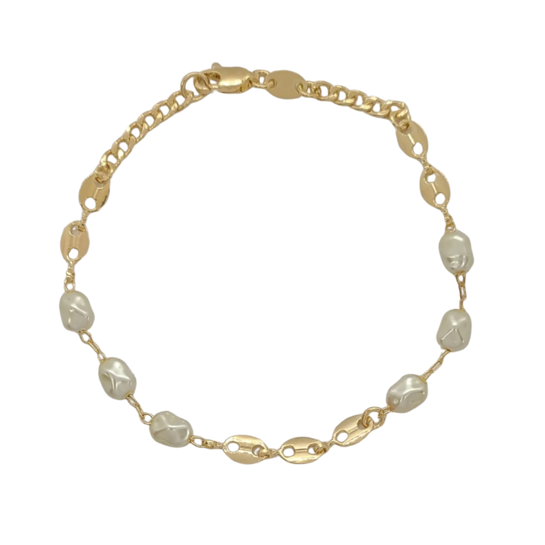 Curb Link Pearls Bracelet