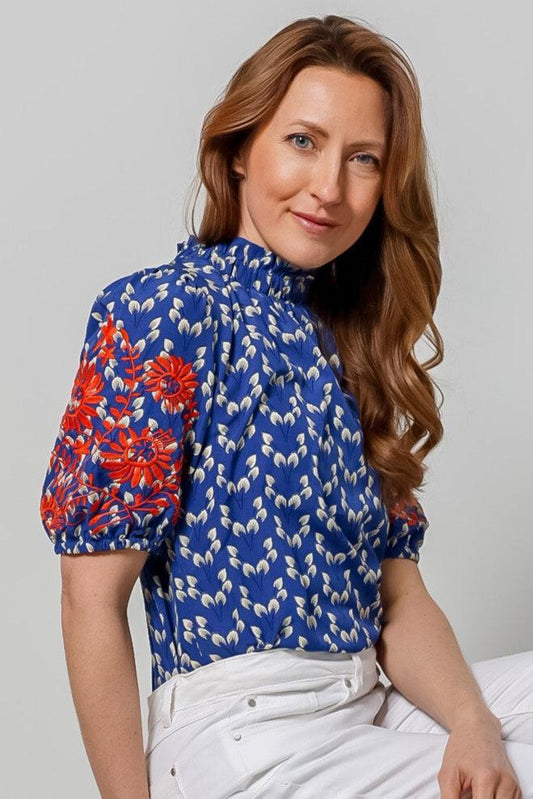 Floral Mock Neck Blouse-SUPREME FASHION-FORMAL SOCIETY