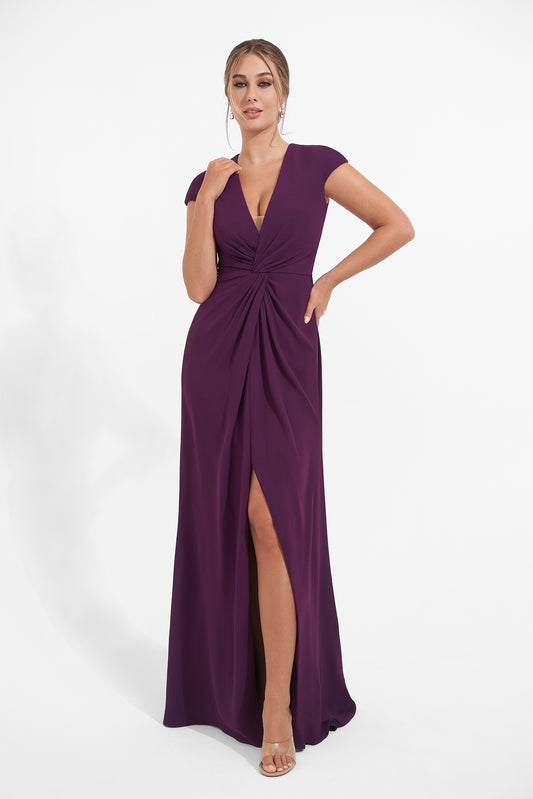 Modern Fit and Flare Soft Stretch Crepe Gown  K278003