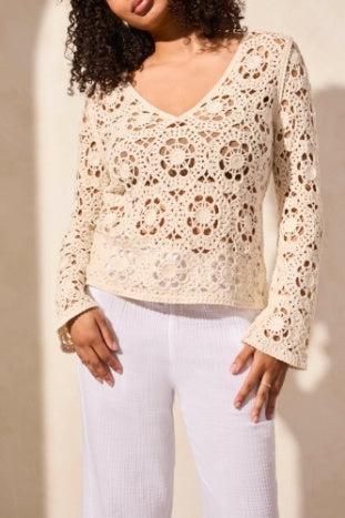 Open Fancy Crochet Sweater-TRIBAL-FORMAL SOCIETY