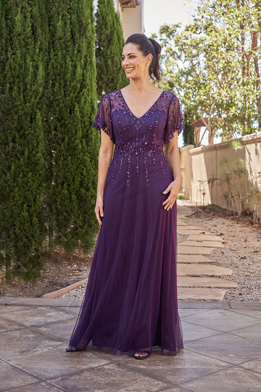 Heavenly All Over Netting A-line Gown - K258018