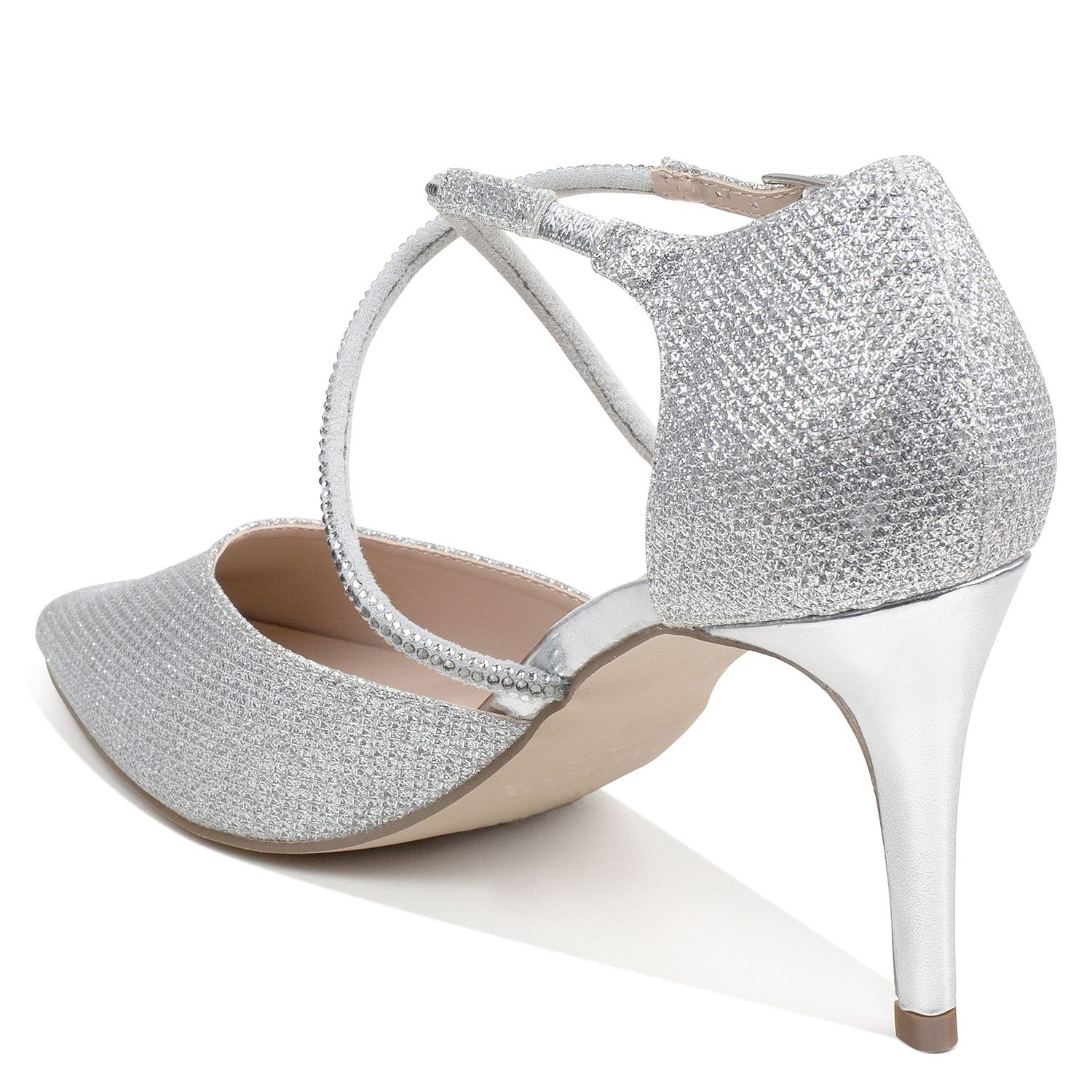 Sandals 4 inches heels stilleto Sexy silver square rhinestone | Shopee  Philippines